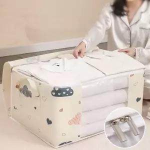 대용량 옷 정리함 폴딩 리빙박스 칸막이 접이식 옷 정리함 수납함 가정용 계절 손잡이 패브릭 정리용 이불