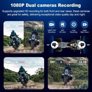 GPS BEPOCAM 5인치 오토바이 GPS 네비게이션 무선 카플레이 안드로이드 듀얼 DVR 드라이브 레코더 모토 모