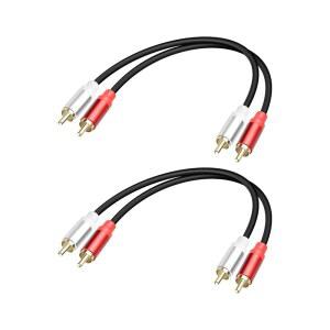[미국배송] GELRHONR 2PACK 2RCA TO 케이블 1FT 짧은 남성부터 남성까지 서브우퍼 스피커 홈 시어터 등을 위한 스테레오 오디오 (M에서 M까지)