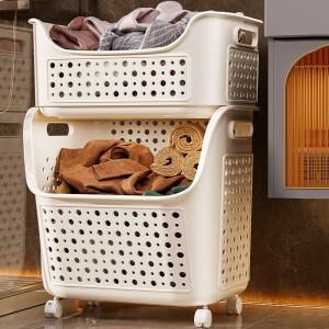 대용량 이중 레이어 세탁 바구니 욕실 빨랫감 보관 가정용 북유럽 스타일 단색 가구