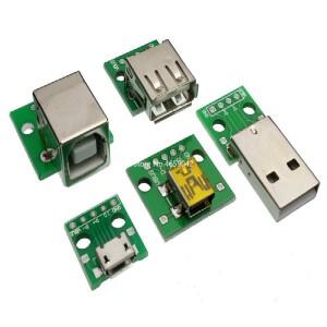 USB 어댑터 PCB - DIY DIP 브레드보드 모듈-A 타입 (M / F)/B/미니/마이크로 커넥터, 5 개