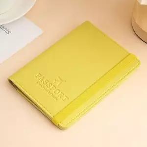 ( )여행 가죽 여권 홀더 커버 트래블 지갑 케이스 옐로우 파우치 여행용 가족 지폐 카드