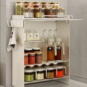 철제 슬림수납장 주방 디귿 좁은공간 틈새 양념통 다용도 미니 조미료 선반
