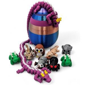 ZZ LIFE 10팩 미스터리 미니 해소(10팩) 3D - 동물 프린팅 독특하고 스트레스 포함 디자인에 재미있는 관절 에그 팩 피규어