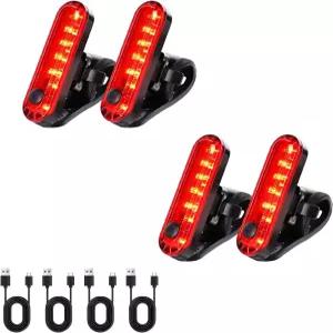 KunHe USB 충전식 자전거 후미등 초강력 후방 안전등 (스케이트보드 유모차 휠체어용 4가지 라이트 모드