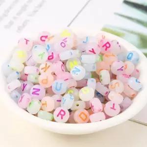 이니셜 원형 비즈 100p 팔찌 공예 재료 야광 형광 알파벳 영어 숫자 세트 부자재