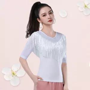 라인 여성댄스복 상의 라틴 방송 모던 사교 왈츠 댄스의상