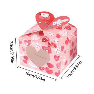 12/24개입 러브 하트 핑크 캔디 박스 종이 초콜릿 포장 선물 토트백 웨딩 생일 파티 기념품 야외 장식