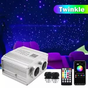 호환  16W RGBW 더블 헤드 광섬유 별빛 천장 조명 반짝임 앱 제어 자동차 별빛 루프 별이 빛나는 하늘 광섬