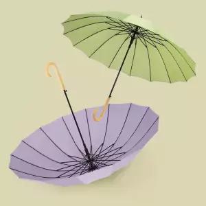 우드손잡이 파스텔색상 폰지 자동 고급 장우산 판촉 fVc4+3BCY