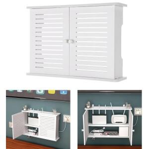 거실 벽걸이 와이파이 공유기 수납함 무타공 간편 설치 홈데코 박스 화이트 원목 수납선반