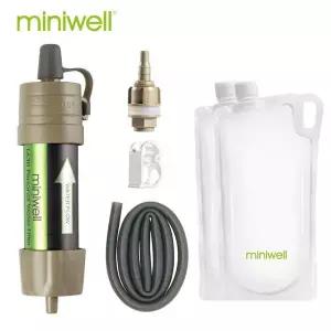 호환 Miniwell L630 캠핑 하이킹 및 여행용 가방이 포함된 휴대용 야외 정수 필터 생존 키트