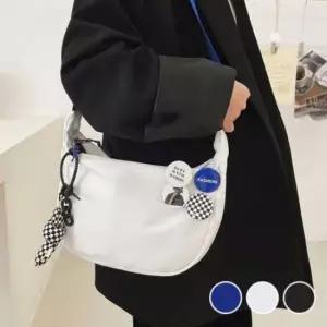 [패션] 컬러풀 배색 뱃지 포함 미니 크로스백 가방