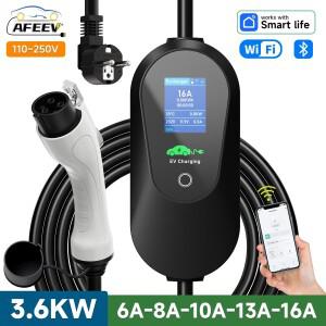 AFEEV 3.6KW Type1 SAE J1772 휴대용 EV 충전기 16A 자동차 GBT EVSE 고속 케이블 WiFi APP 제어