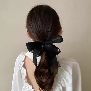 리본 바나나 핀 긴 단발 헤어 반 묶음 머리 삔 블랙 헤어악세사리 반머리핀 단발 골프리본핀 올림머리