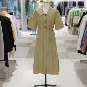 백화점 온앤온 루즈핏 카라넥 벨티드 플리츠포인트 반팔원피스 NJW4AO709