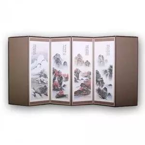 옥비단 산수화 6폭 병풍 제사 차례