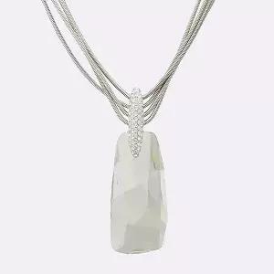 고이비토 중고명품 -  빅 크리스탈 파베 장식 4라인 은장 목걸이  - K2086SR