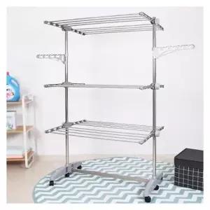 기둥식건조대 매직 이동접이식 스텐 건조대 6단 이동식 빨래