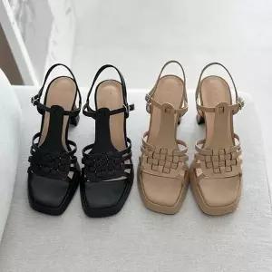 [멜팅브라운] 소가죽 여성 여름 위빙 샌들 하이힐 (34701964A)