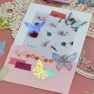 PET 홀로그램 ZF 스티커 나비 반투명