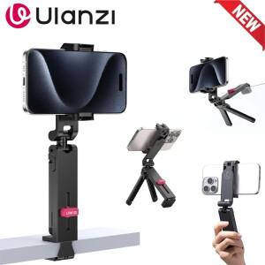 울란지 MA89 유니버설 폰 삼각대 스탠드 오버헤드 셀카봉 클램프 포함 셀링 브이로그용 더블 콜드슈 확장
