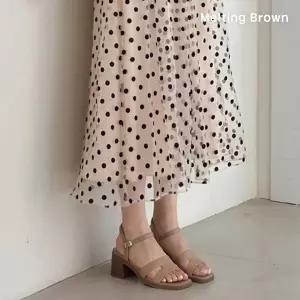 [멜팅브라운] 여자 소가죽 미들힐 슬링백 샌들 MT28 (36996182A)