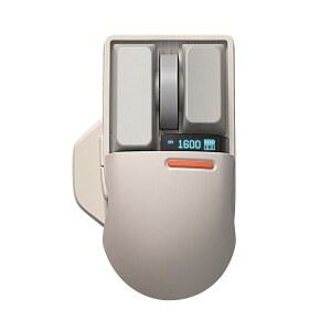 [미국배송] USB 수신기 블루투스 유선 연결 충전식 4000 DPI(올레드 화면 포함)가 있는 LOFREE 터치 PBT 무선 마우스 MAC WINDOWS PC 노트북용 유리 표면과 호환 / 레트로 그레이 차단