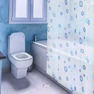 [콩심팥심]땡땡이 반투명 블루 소 ZF 커튼 샤워
