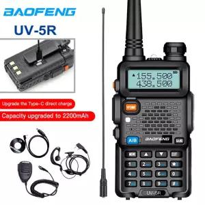 바오펑 UV-5R USB 장거리 듀얼 밴드 아마추어 무전기 VHF UHF FM CB 128채널 2200mAh 휴대용 양방향
