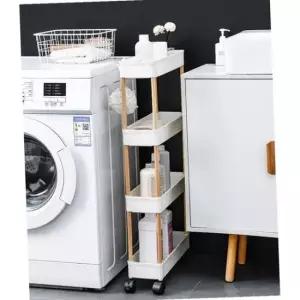 [생활] 이동형선반 슬림 4단 이동식 틈새선반 폭14cm 우드봉