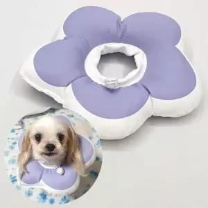 [콩심팥심]넥카라 ZF 퍼플 강아지 고양이 쿠션 꽃피는 M