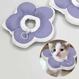 꽃피는 강아지 퍼플 S 넥카라 ZF 쿠션 고양이