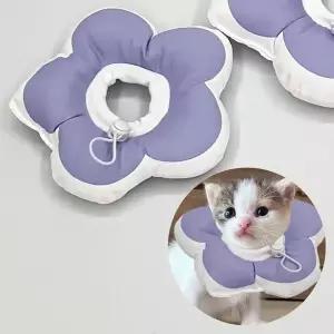 꽃피는 강아지 퍼플 S 넥카라 ZF 쿠션 고양이