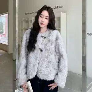 겨울 여성 프렌치 코트 러블리 친환경퍼 상의 뽀글이 일체형 모피 스웨이드 다올4