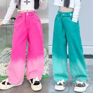 [모두모아]방송댄스 주니어 여아 힙합 댄스복 바지 초등학생옷 청바지 와이드청바지 일자청바지