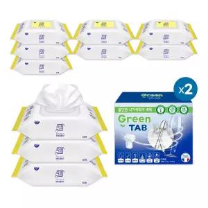 자우버 주방 다용도클리너 50매입 10개+그린탭 식기세척기 세제 타블렛 30개입 2개