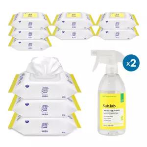 자우버 주방 다용도클리너 50매입 10개+서브랩 레몬식초 키친 스프레이 500ml 2개