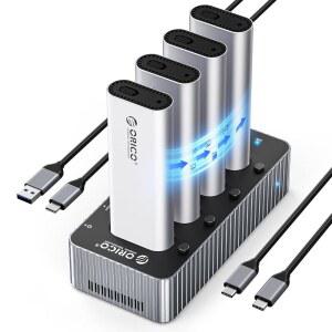 ORICO 4 Bay SSD NVMe에서 USB C 하드 드라이브 도킹 스테이션 40Gbps M.2 PCIE 어댑터, 오프라인 클론 포함 (M 키, B+M 키) NVMe 2230 2280 2260 2242-IT48N