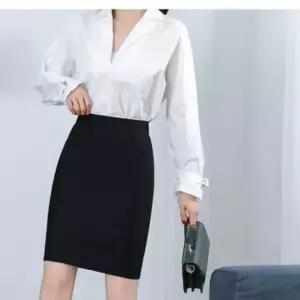 올스판 H라인 정장치마 뒷트임 미니 오피스룩 여성 스커트 오피스룩 면접