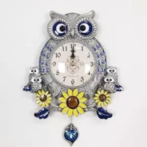 벽시계인테리어 B주석 해바라기 가족 부엉이 무소음 인테리어 벽시계