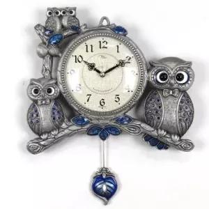 신혼선물벽시계 주석도금길부엉이가족 부엉이 무소음 인테리어 벽시계