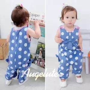 [제이커머스]핑크라인 빅 도트 패턴 우주복 203189 롬퍼 백일옷 바디수트 아기옷