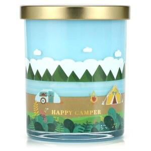 해피 캠핑 캔들, 프레시 포레스트 향 홈 데코용 친구들을 위한 여름 휴가 선물, 어드벤처 러버, 여행, 클라이머, 하이커, 소이 왁스 10온스