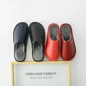 가죽 겨울 털 실내화 슬리퍼 사무실용