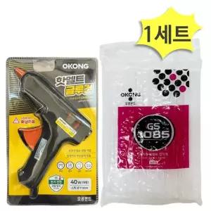 오공 핫멜트 글루건 대형 11mm & 핫멜트스틱 600g 글루건심 x 1세트(각1개)