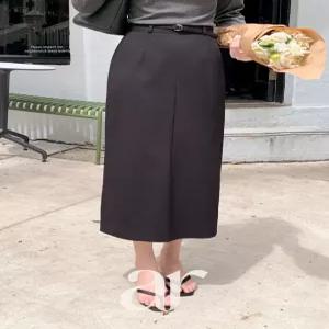 (벨트세트/하체커버템/하객룩) 프렌 벨트 하이웨스트 H라인 트임 롱 스커트 sk7674