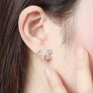 (비쥬홀릭) 실버925 백금도금 로맨틱 리본 귀걸이 리본귀걸이