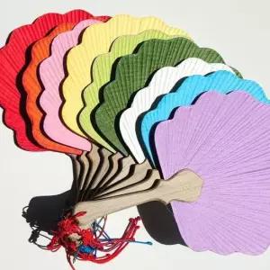 한지부채 전통 한국 꽃 종이 양면 부채 손부채 나무부채 9색