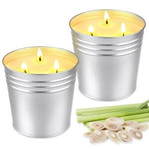 시트로넬라 캔들 실외 실내, 파티오용 30온스 대형 캔들, 야외 정원 캠핑용 3윅 여름 200시간 지속되는 연소 시간, 소이 버킷 세트